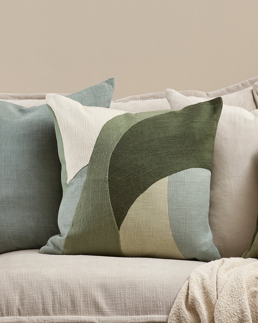 Ellis Olive Cushion 50 x 50 Feather filled