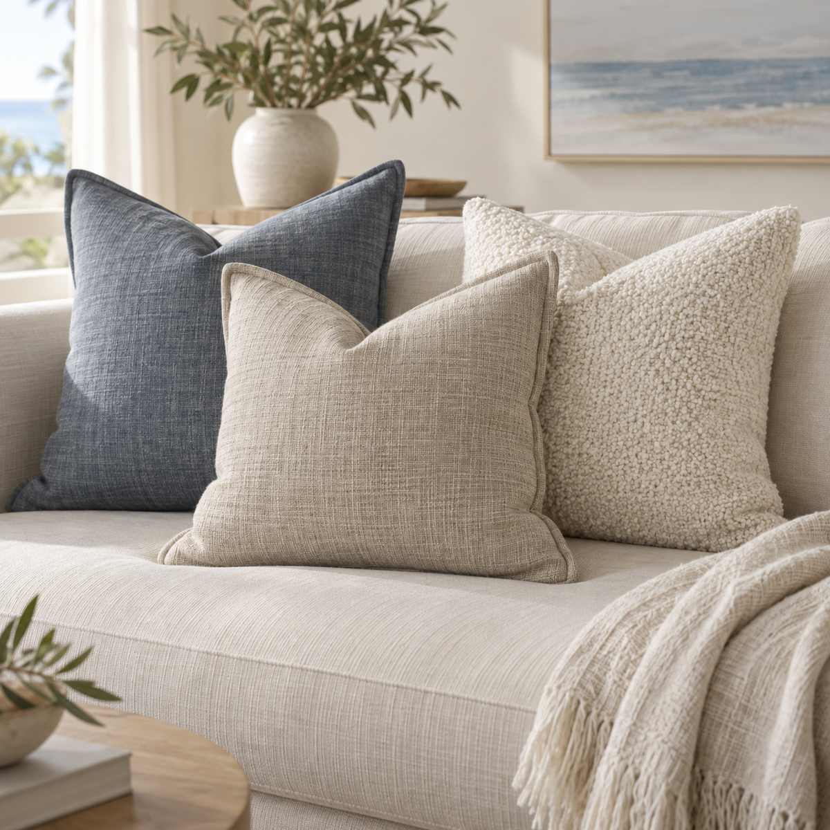 Magnus Linen Cushion - Slate/Nutmeg