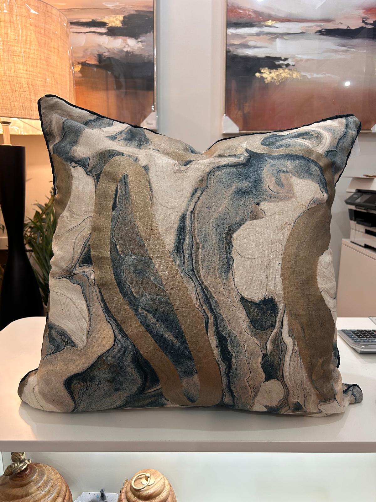 Blue & Gold Marble Scatter Cover - 60 x 60