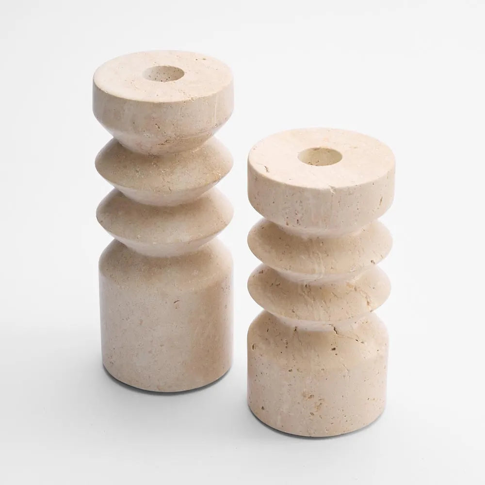 Arlo Travertine Candle Stand Sml