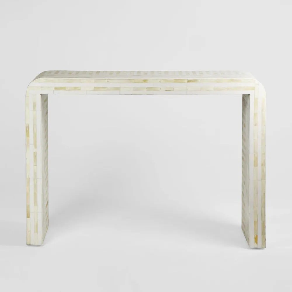 Eloise Bone Inlay Curved Console Table Beige