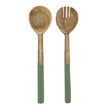 Corinne Salad Servers - Green & Natural