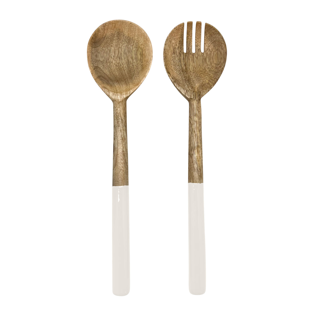 Corinne Salad Servers - White & Natural