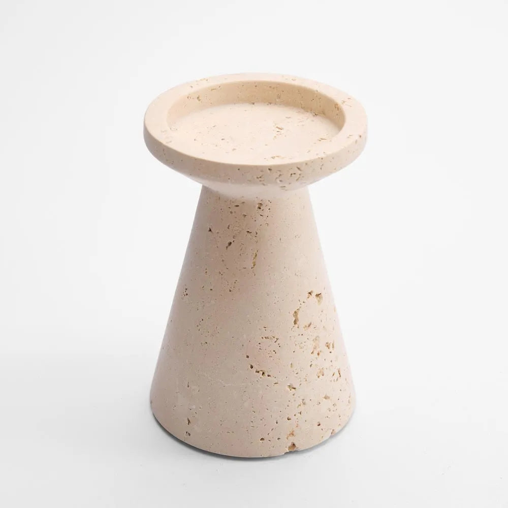 Hinde Candle Stand  Travertine