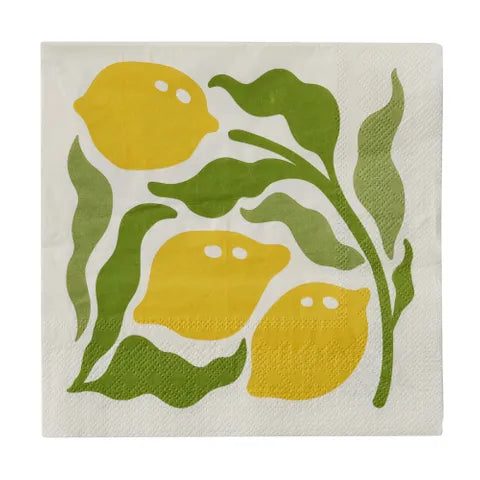 Lemons 20pk 3 ply 33cm Napkin Yellow&Green