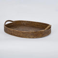 Rattan Oval Tray Antique Brown