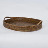 Rattan Oval Tray Antique Brown