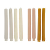 Ribbed S/4 Candle 15cm Light Tone 2 Asst