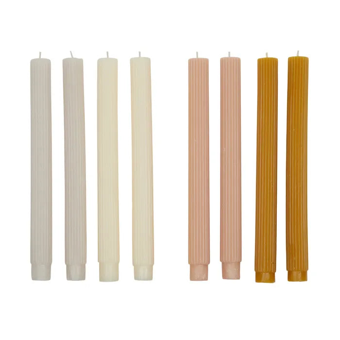 Ribbed S/4 Candle 15cm Light Tone 2 Asst