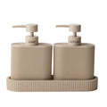 Dispenser with Tray Taupe-  Set of 2