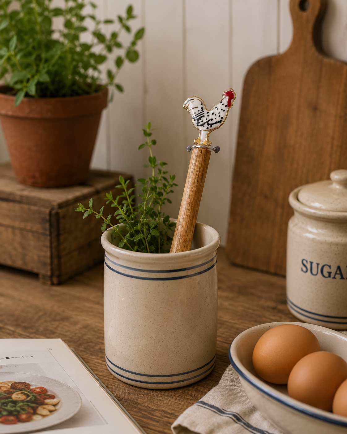 Rooster Acacia Wood Spoon