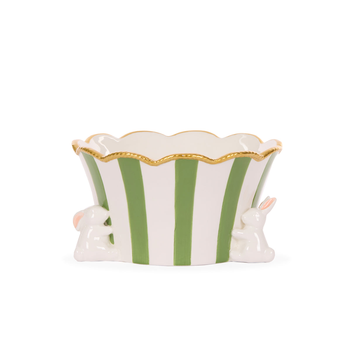 Verdant Stripe Ceramic Planter