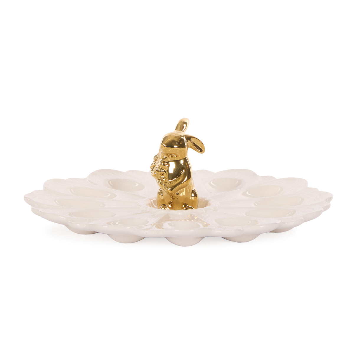 White & Gold Bunny Egg Plate