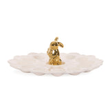 White & Gold Bunny Egg Plate