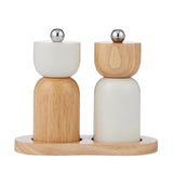 3pc Wood S&P Set 15 x 7.5 x 12cm Ivory