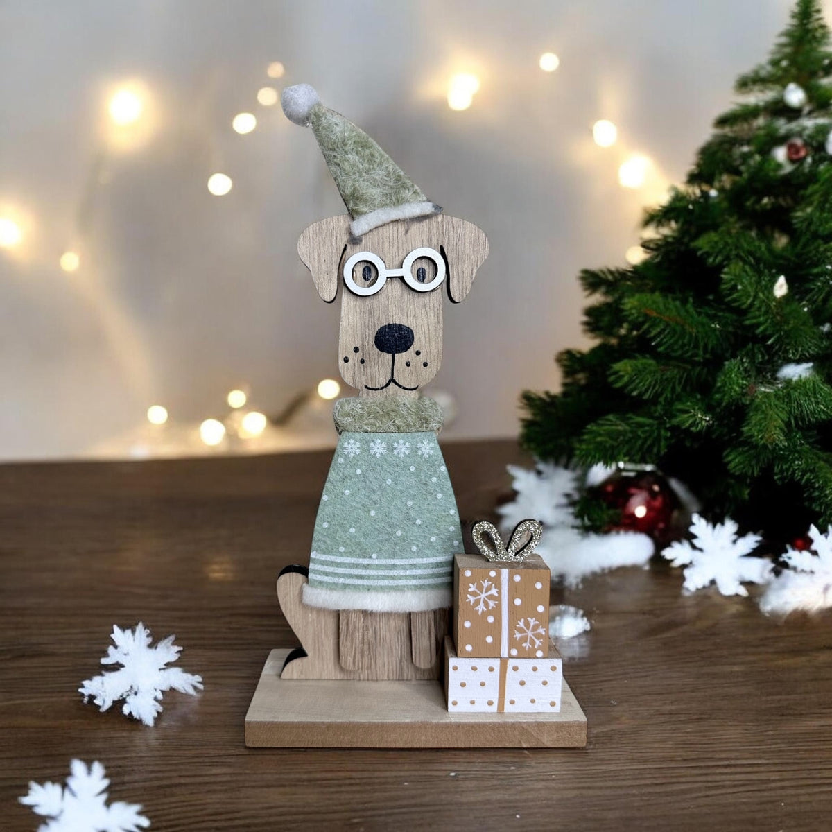 Xmas Dog Wooden & Felt