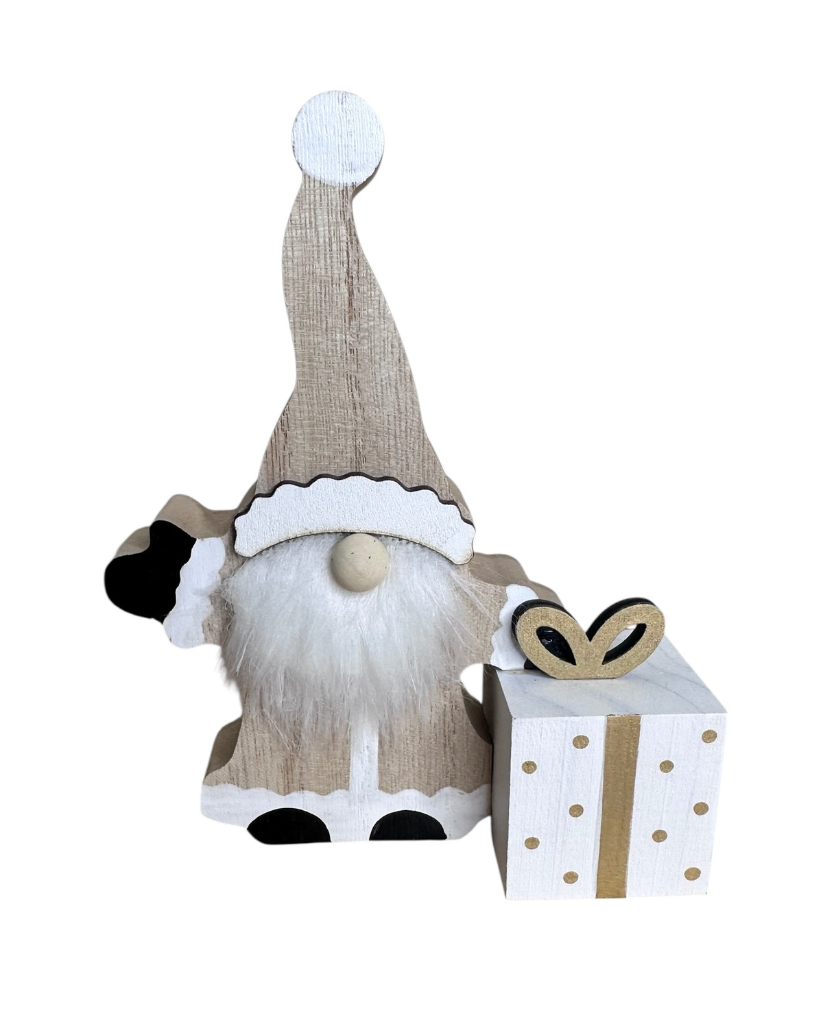 Xmas Gnome with Present Wooden