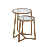 Castello Set of 2 Glass/Wood Tables